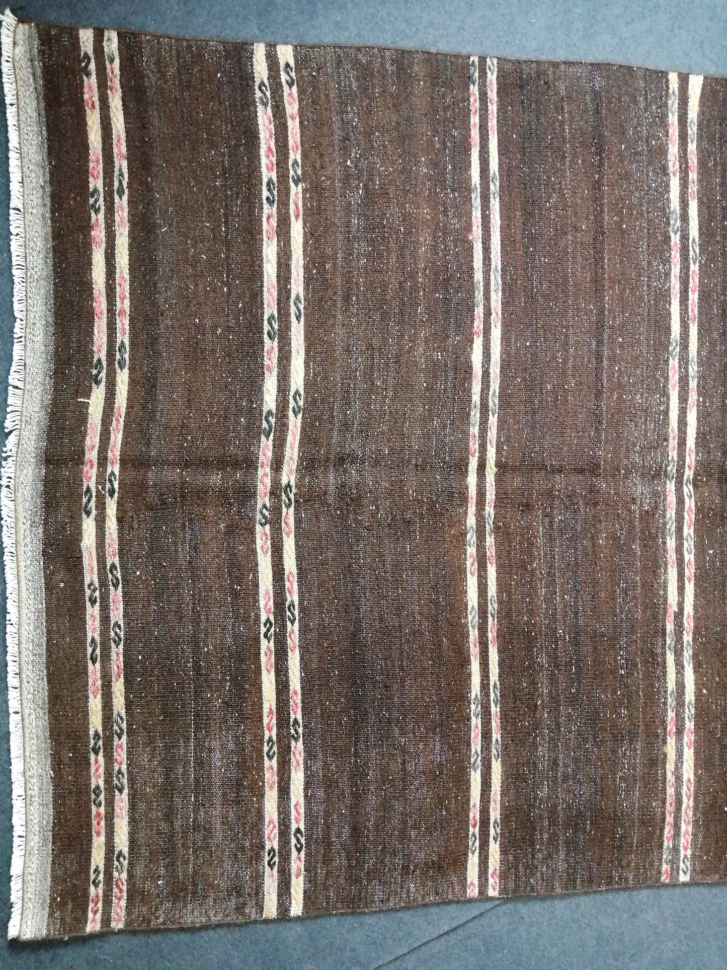 Oushak Flatwoven Runner 4.9 x 12.6 Dark Turkish Runner Rug Vintage Runner Rug Hallway Runner Rug Kitchen Runner Rug Wool Runner Rug