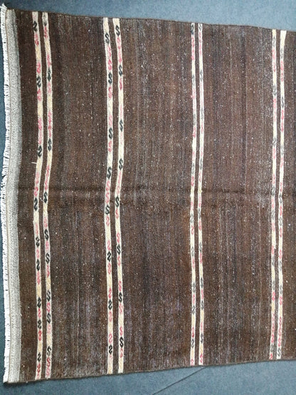 Oushak Flatwoven Runner 4.9 x 12.6 Dark Turkish Runner Rug Vintage Runner Rug Hallway Runner Rug Kitchen Runner Rug Wool Runner Rug