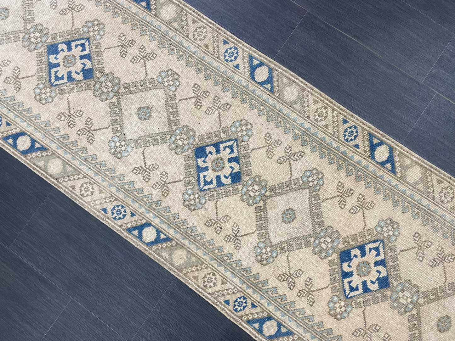 Muted Vintage Runner Rug Hallway 2.5 x 9.3 Runner Rug Kitchen Rug Runner Wool Runner Rug Oushak Runner Rug Turkish Runner Medium Wool Pile