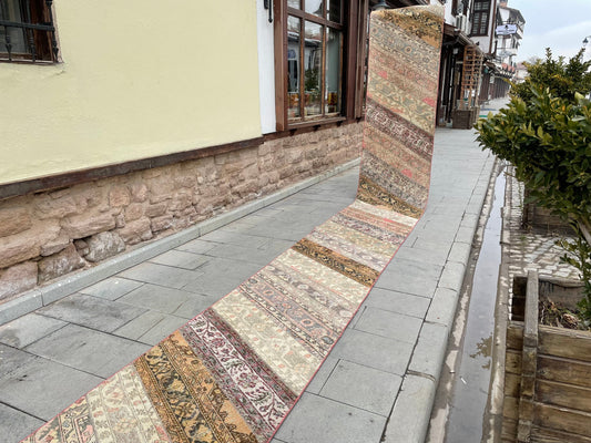 Vintage Runner Rug 2.7 x 22 ft Extra Long  TURKISH Runner Rug Vintage Runner Rug Oriental Runner Rug Patchwork Runner Hand Knotted Runner