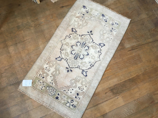 1.8x3.4 feet muted color vintage kitchen floor small rug, oushak turkish bedroom area blue mini rug, bathroom small rug, bath mat mini rug