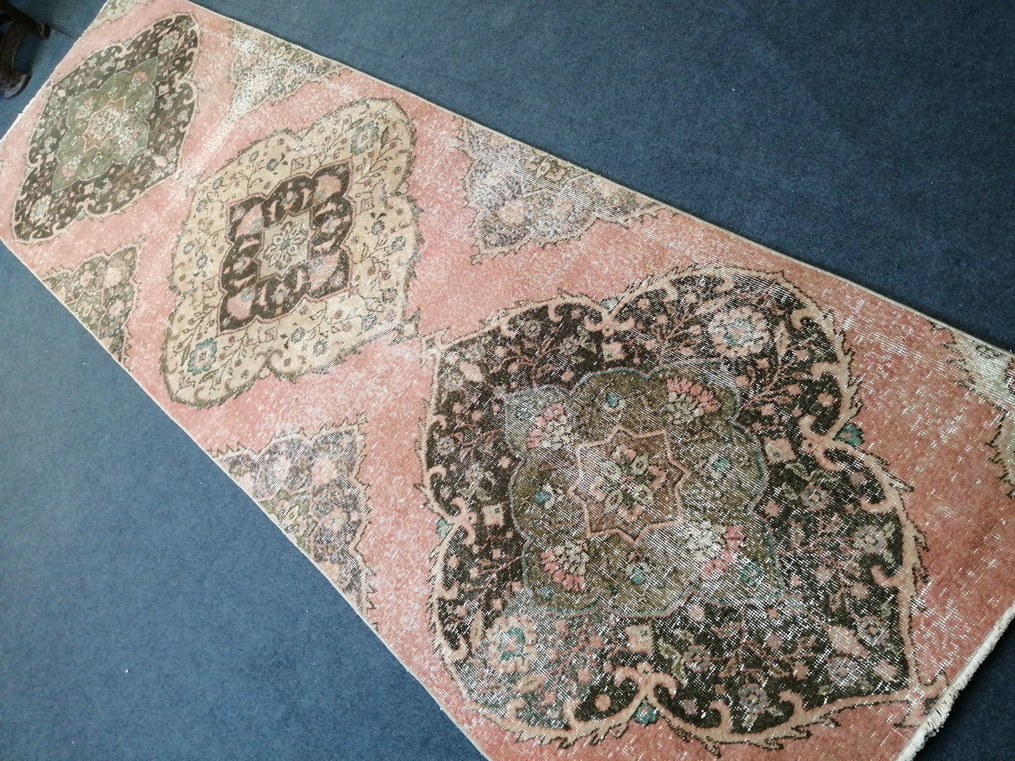 11 x 3.4  OUSHAK RUG TURKISH Oushak Rug Vintage Muted Oushak Runner Rug Faded Vintage  Rug Wool Oushak Rug Hand Made Rugs  Turkish Rug