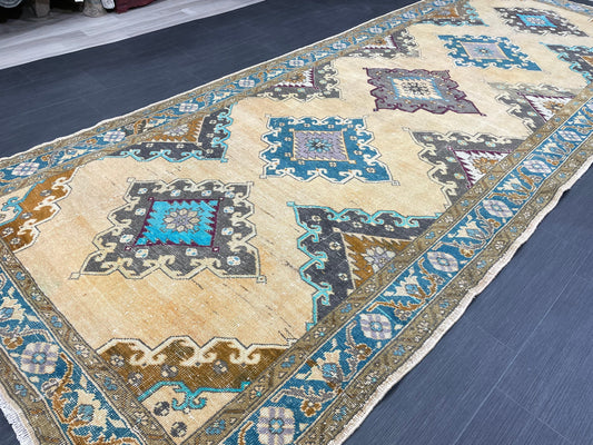 Vintage Handmade Vintage 5x13 Runner Oushak Runner Rug Turkish Runner Rug Vintage Runner Rug Star Kitchen Runner Natural Wool Runner