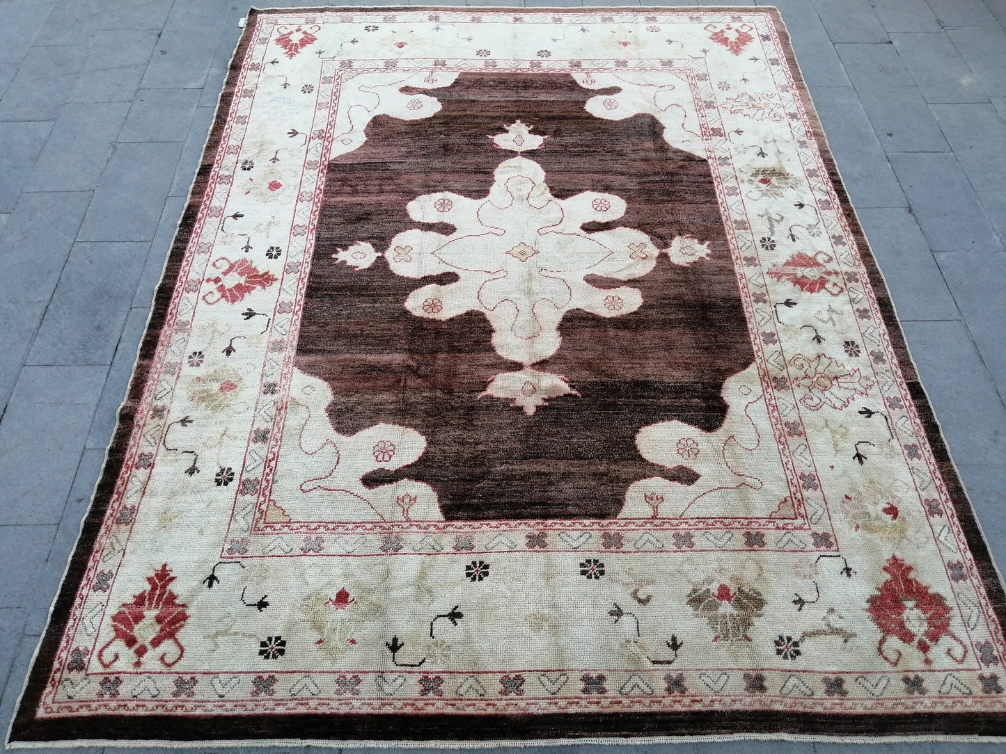 Large OUSHAK RUG, 9 x 11.8 TURKISH Oushak Rug, Vintage Oushak Rug Wool Oushak Rug Hand Made Rugs, Authentic Oushak Rug
