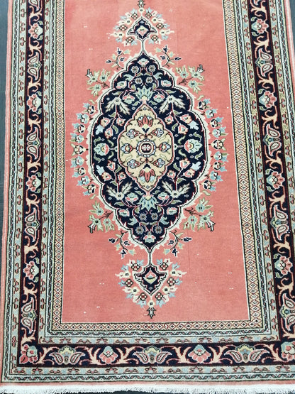 Oushak Runner Rug 3.2 x 14 Turkish Runner Rug Persian Vintage Runner Pink and Navy XL Hallway Runner Rug Stairs Runner Rug Extra Long Runner