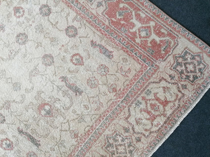 Vintage rug 6'10x10'4 large turkish rug, pastel vintage turkish rug, oushak hand made wool rug, large living room rug, bohemian rug