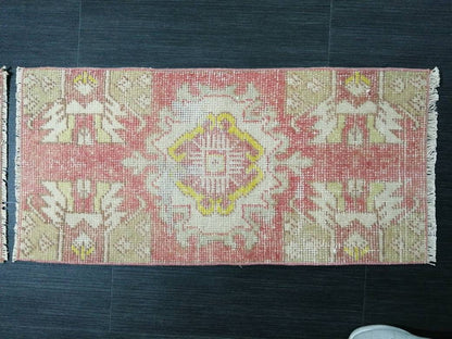 Vintage Turkish Rug Twin Mini Rug Bathroom Rug Pair Turkish Rug Oushak Rug Persian Hand Made Rug Vanity Rug Vintage Rug