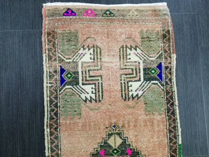 Small Turkish Rug Mini Rug Powder room Rug Turkish Rug Oushak Rug Hand Made Rug Vintage Mat Rug