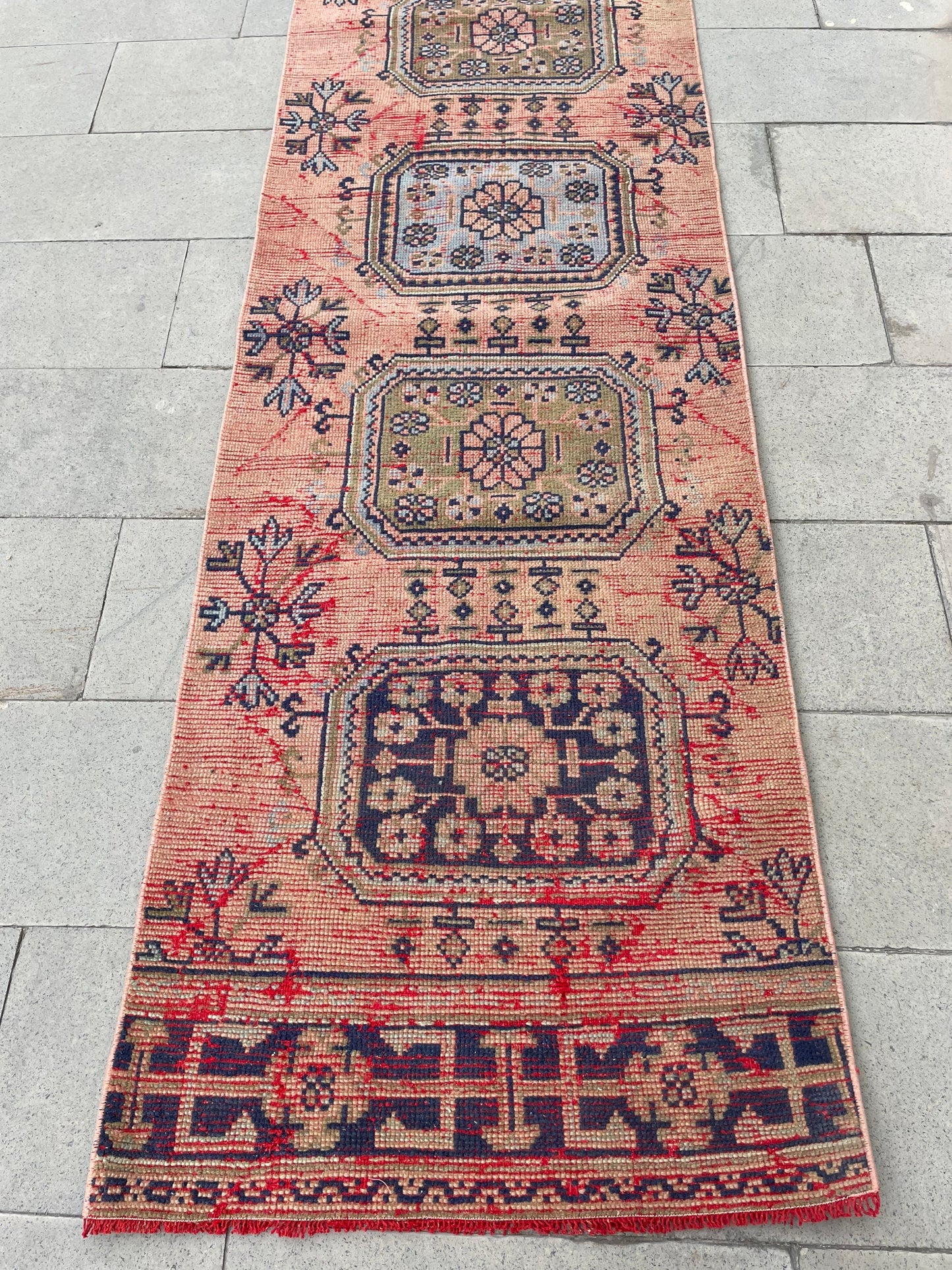 Wool Extra Long Turkish Runner Rug, Very Long Oushak Runner 2.7 x 17.4 ft Rug, Vintage Runner Rug, XL Handmade Runner Rug Staircase carpet