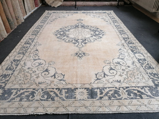 7 x 11.6 feet, navy blue oushak rug, vıntage turkısh rug, anatolian handmade rug, distressed rug