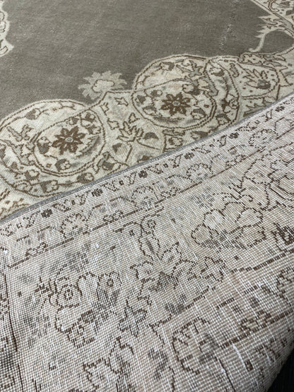 Turkish Rug Vintage 6.7 x 10 Oushak Rug Oriental Rug Gray Wool Rug Fine Knotted Farmhouse Rug, Vintage Rug, Hand Made Rug Persian Rug