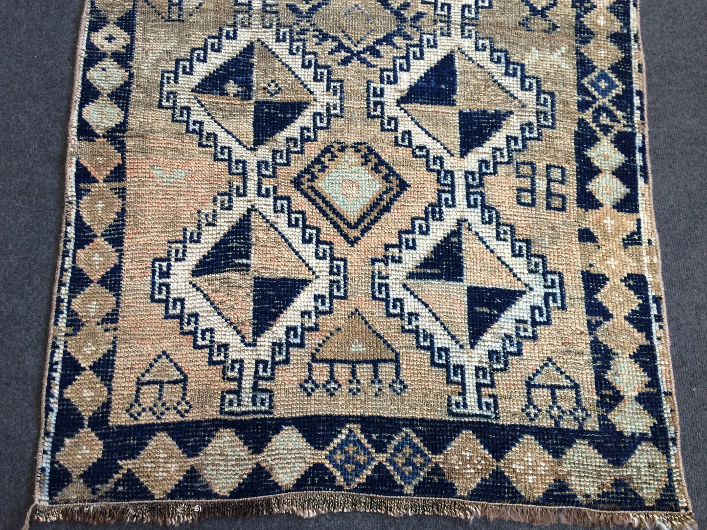Old Turkish Rug, Oushak Rug, Wool Oriental Blue Rug, Oushak Runner Rugs, Farmhouse Rug, Vintage Rug, Vintage Rug, Hand Made Rug