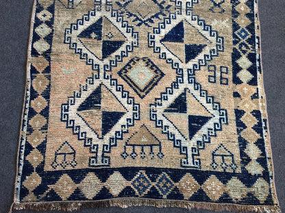 Old Turkish Rug, Oushak Rug, Wool Oriental Blue Rug, Oushak Runner Rugs, Farmhouse Rug, Vintage Rug, Vintage Rug, Hand Made Rug