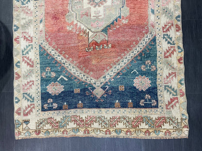 Hand Knotted Rug, Oushak Rug, Vintage 4 x 6.4 Rug Handmade Turkish Rug, Persian Rug, Vintage Rug, Wool  Antique Rug