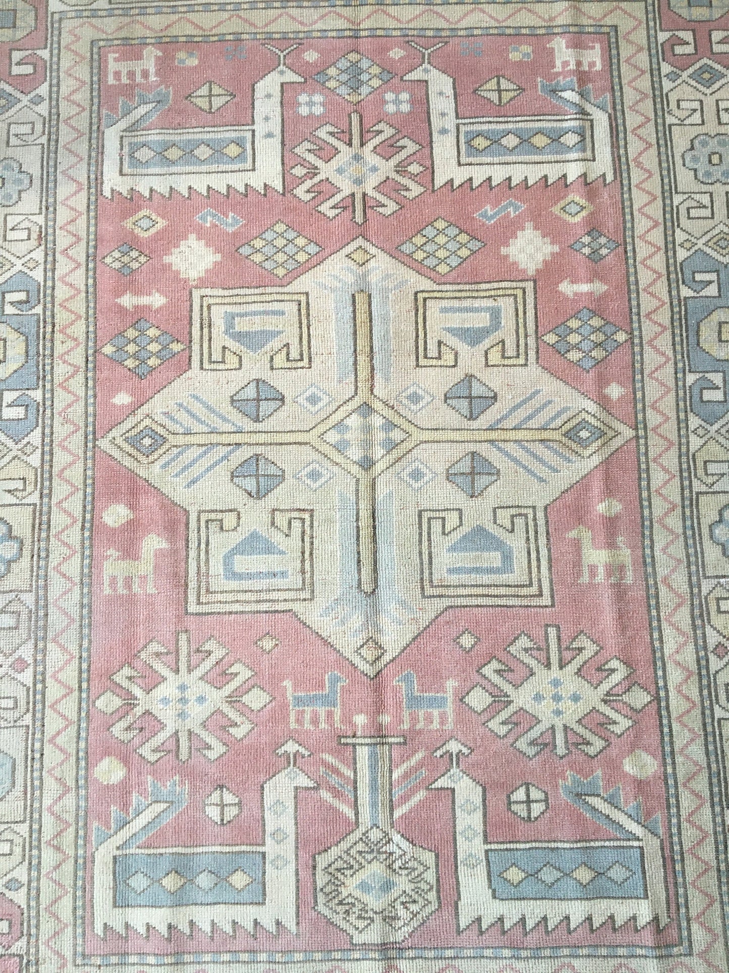 5x7 feet handmade turkish large rug, big wool oushak rug, red vintage largest area rug, bohemian blue kitchen rug, bedroom floor etnique rug