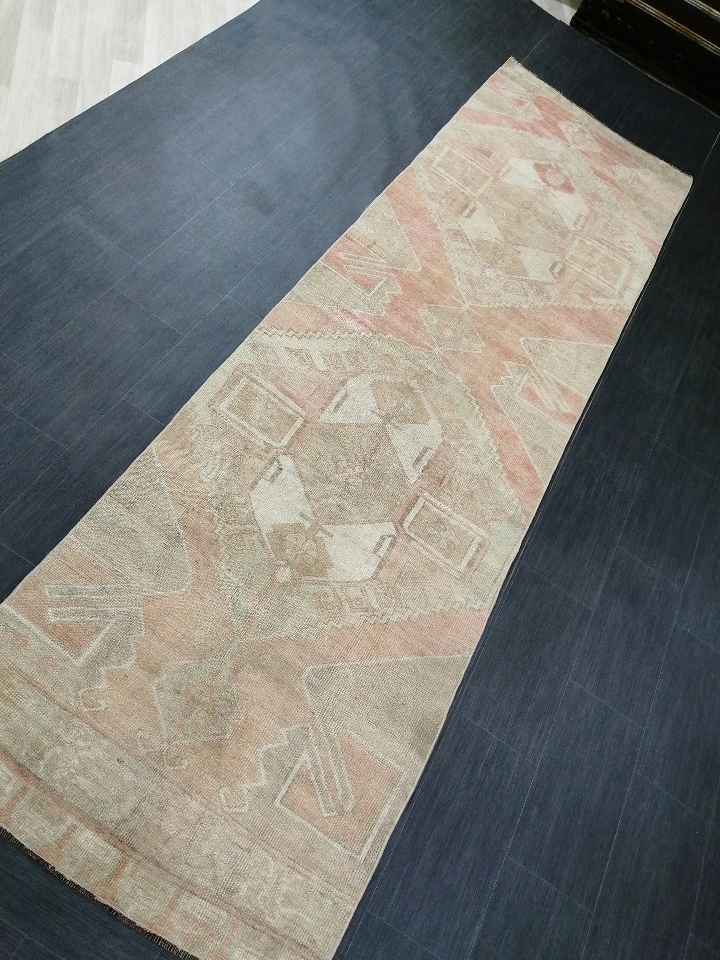 11.5 x 3.3  Muted Oushak Runner Rug Turkish Runner Rug Vintage Runner Rug Muted Hallway Runner Rug Kitchen Runner Rug Wool Runner