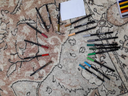 TURKISH Rug Vintage Rug Vintage Wool 6 x 9.5 Oushak Rug Hand Made Rugs Vintage Turkish Rug Oriental Rug Persian Rug Distressed Vintage Rug