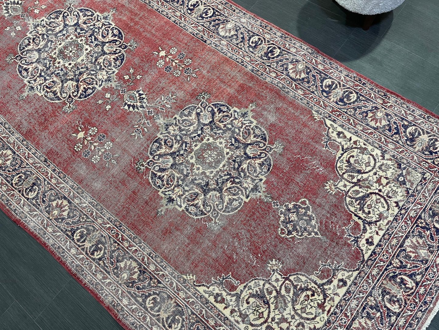 Antique Oushak Runner Rug, Turkish Runner 4.10 x 13 Rug, Vintage Runner Rug, Hallway Runner Rug, Oriental Runner Rug, Handmade Runner,