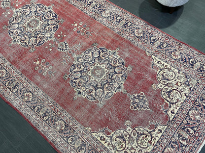 Antique Oushak Runner Rug, Turkish Runner 4.10 x 13 Rug, Vintage Runner Rug, Hallway Runner Rug, Oriental Runner Rug, Handmade Runner,