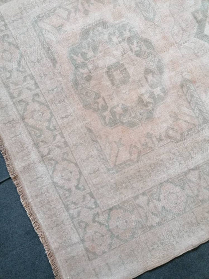 Oushak wool rug, muted large vintage rug 5'4x8'8 turkish hand made rug, bohemian rug