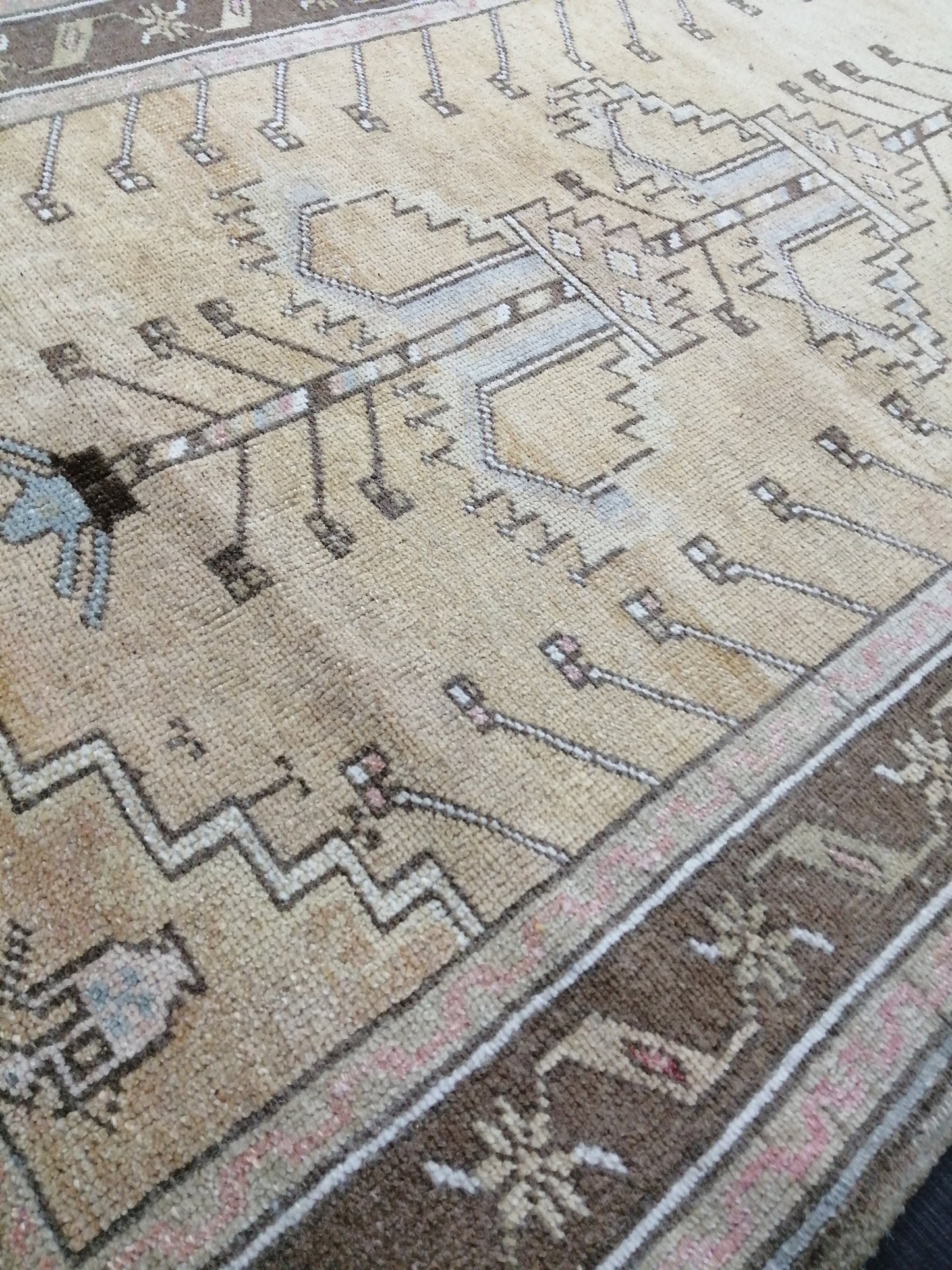 5 x 3 OUSHAK RUG Neutral TURKISH Rug Vintage Oushak Neutral Rug Vintage soft Rug Wool Oushak Rug Hand Made Rugs Vintage Turkish Rug 3x5