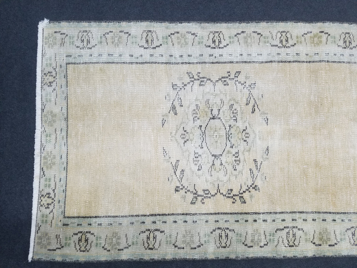 Distressed vintage runner rug, 2'6x5'10 oushak wool runner rug, rustic handmade rug, hand knotted runner rug,