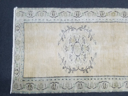 Distressed vintage runner rug, 2'6x5'10 oushak wool runner rug, rustic handmade rug, hand knotted runner rug,