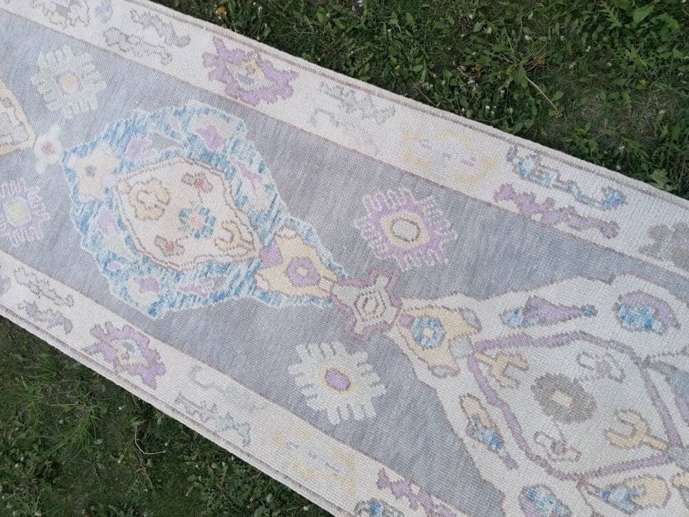 2'11x13'4 oushak wool runner, turkish oushak new production handmade rug, hallway runner rug