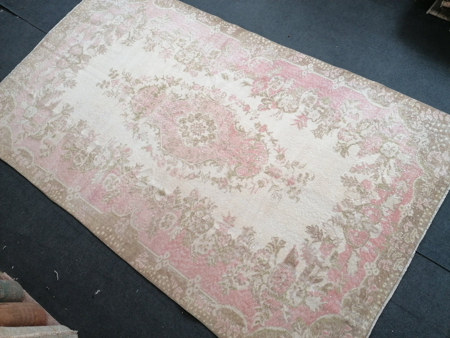 Large turkısh vıntage rug 9'4x5'6 vıntage oushak rug, anatolıa wool rug, kıtchen hand mede rug