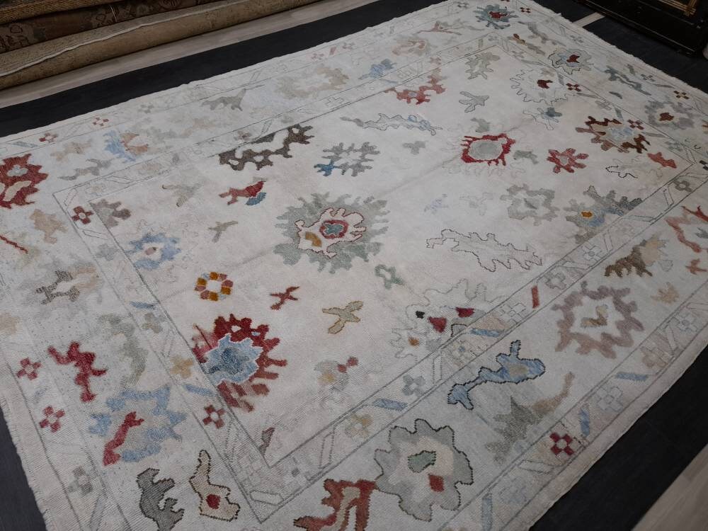 8.5 x 12 Muted Turkish RUG  TURKISH Oushak Rug Muted Oushak Rug Vintage Rug Wool Oushak 9x12 Rug Hand Made Rug Authentic Oushak Rug
