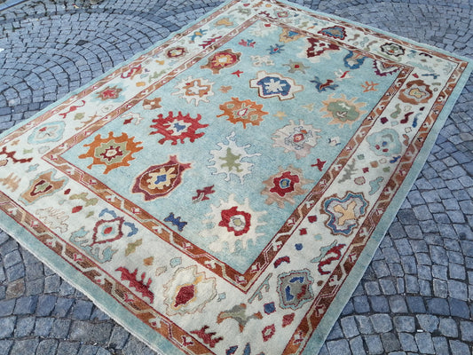 12.7 x 9.4 OUSHAK RUG, TURKISH Oushak Rug, Vintage Oushak  Rug, Rug, Wool Oushak Rug Hand Made Rugs, Made In Turkey 9x13 9x12 Rug