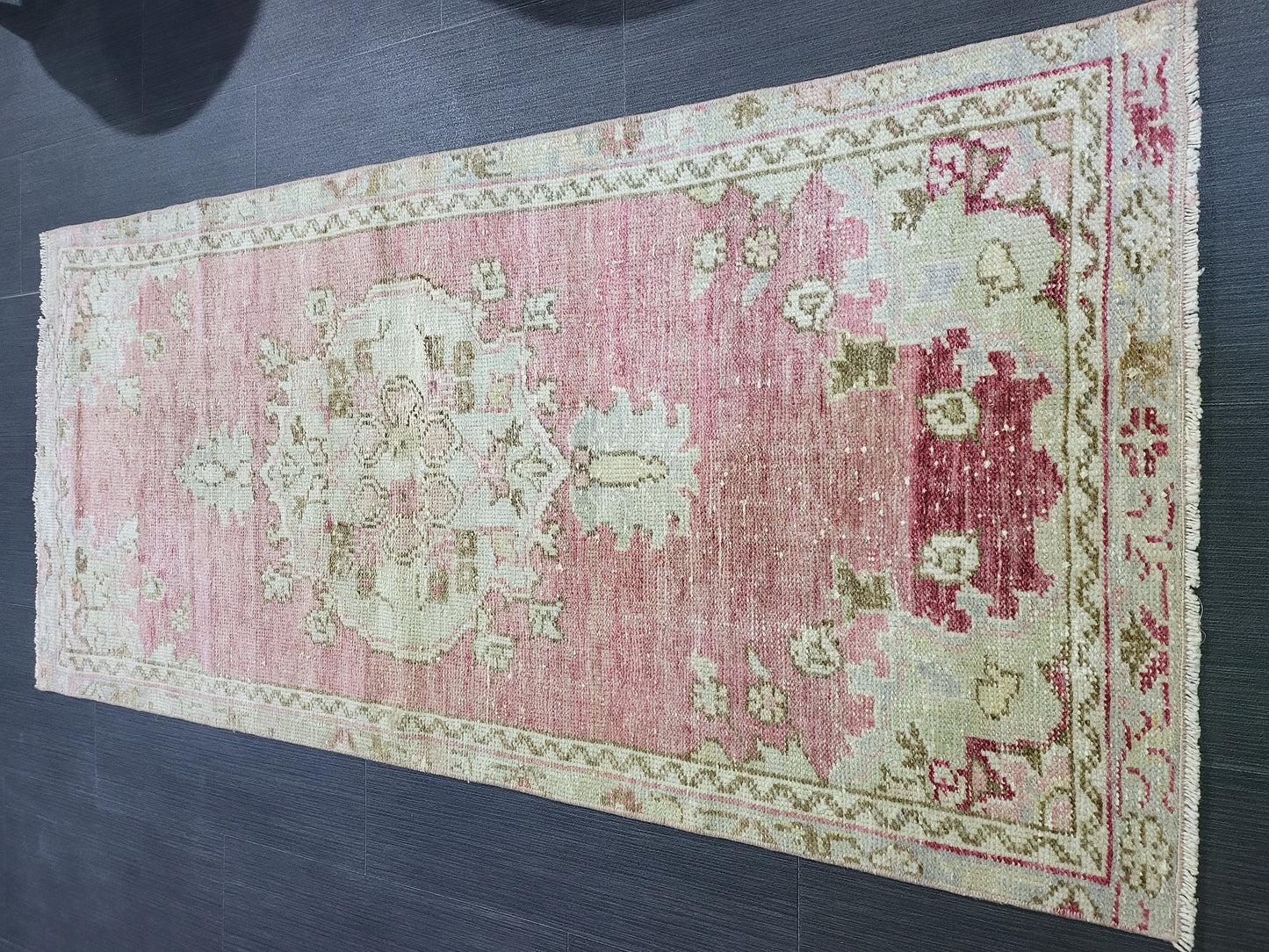 Vintage Rug, TURKISH 2.2 x 4.8 HANDMADE Rug, Vintage Persian Rug, Oushak Rug, Turkish Oushak Rug, Vintage Handknotted Rug, Wool Rug