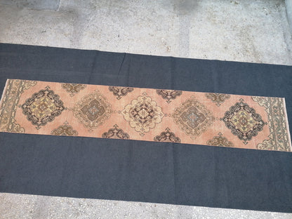 2'5x12'5 runner rug, oushak wool runner rug, vintage handmade runner, hallway runner rug, kitchen runner rug