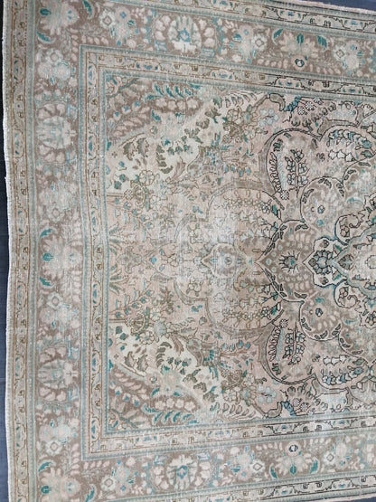 Vintage Handmade Persian Rug 6.5 x 9.6 Vintage Oriental Rugs  MUTED Vintage Persian Rug Living room Rug, Vintage Oushak Rug, Wool Rug