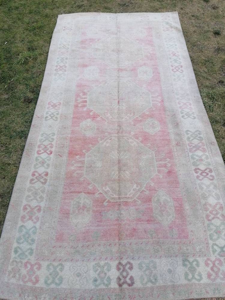 5 x 10.6 Vintage runner, oushak rug, hallway runner - handmade wool rug, kitchen runner rug,