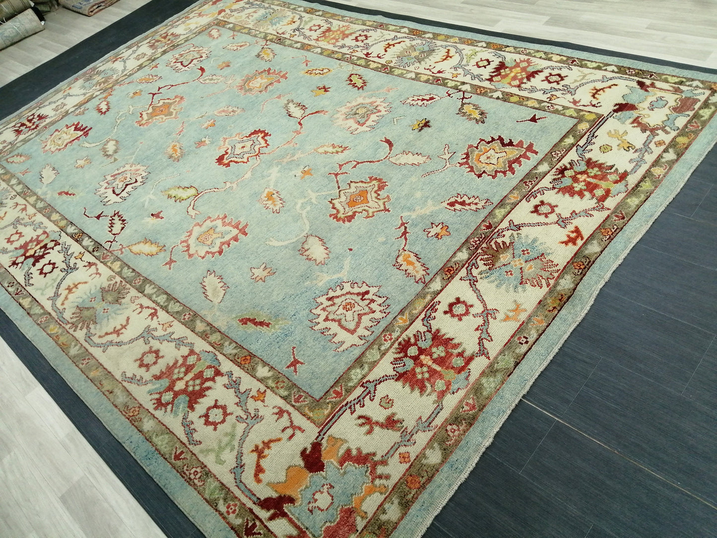 9.3 x 12.8 OUSHAK RUG, TURKISH Oushak Rug Vintage Oushak  Rug, Rug, Wool Oushak Rug Hand Made Rugs, Made In Turkey Hand Knotted Rug 9x13 ft