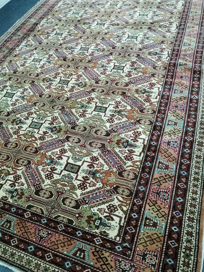 Quality Vintage Rug 6.3 x 9.3 HAND MADE Rug Muted Vintage Turkish Rug Oushak Rug Turkish Oushak Rug, Oushak Rug, Wool Rug Fine Hand Knotted