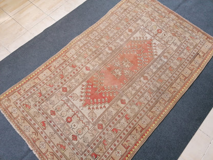 Turkish rug 4'5x7'8 distressed vintage rug, oushak handmade wool rug, old turkish rug
