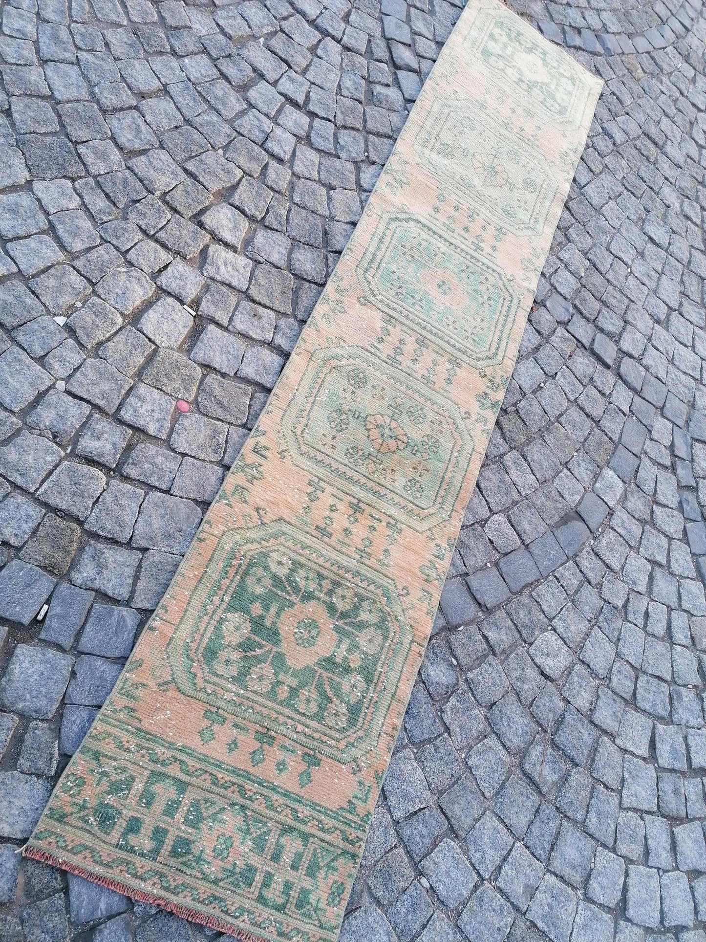 2x9'8 oushak turkish runner rug,turkish wool vintage handmade runner, kitchen runner rug