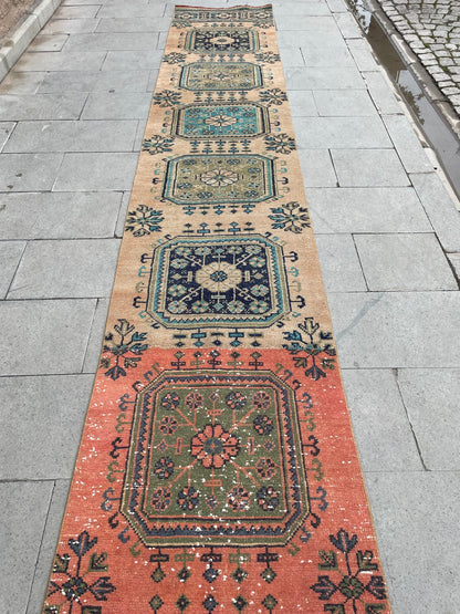Vintage Staircase Runner Rug 2.3 x 27 ft Extra Long TURKISH Runner Rug Vintage Runner Rug Distressed Runner Rug  Runner Hand Knotted Runner