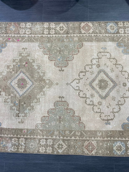 Oushak Runner Rug, Turkish 4.5 x 12.8 Runner Rug, Vintage Runner Rug, Hallway Runner Rug, Antique Runner Rug, Handmade Wool Runner Rug