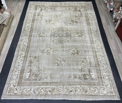 Large Muted Oushak Rug Large Area Antique 8.4 x 12.2 Vintage Turkish Rug Hand Knotted Rug Vintage Handmade Persian Rug