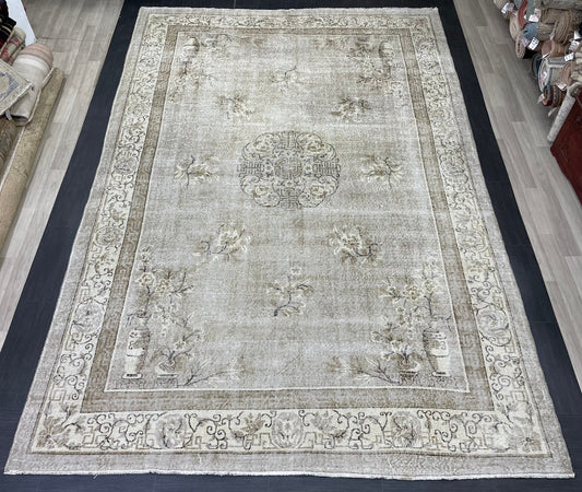 Large Muted Oushak Rug Large Area Antique 8.4 x 12.2 Vintage Turkish Rug Hand Knotted Rug Vintage Handmade Persian Rug