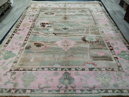 OUSHAK RUG, 12.2 x 9.2  TURKISH Oushak Rug, Vintage Oushak Rug Wool Oushak Rug Hand Made Rugs, Authentic Oushak Rug
