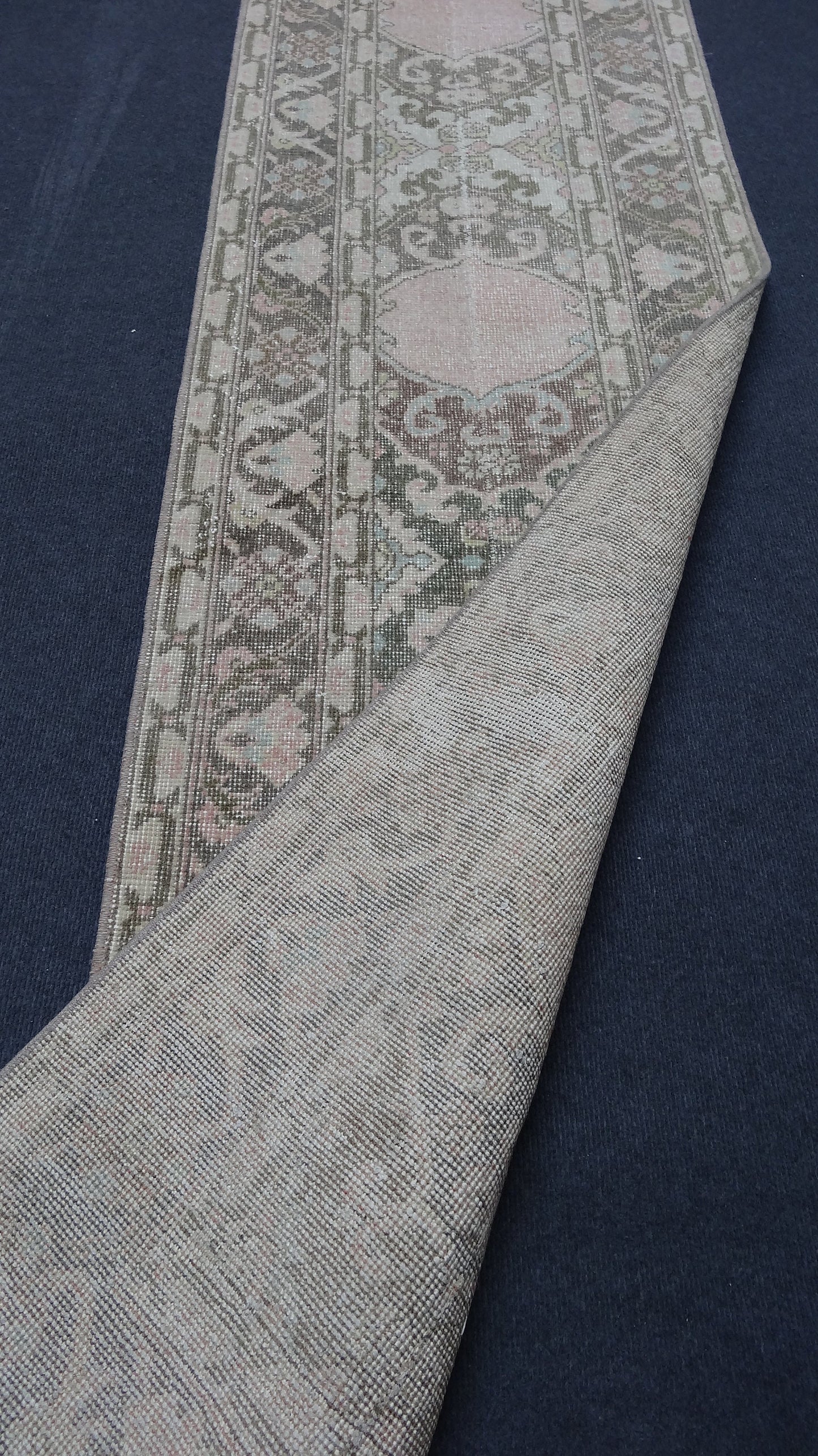 Hallway runner rug,muted vintage rug, turkish runner rug 2'2x13'2 feet