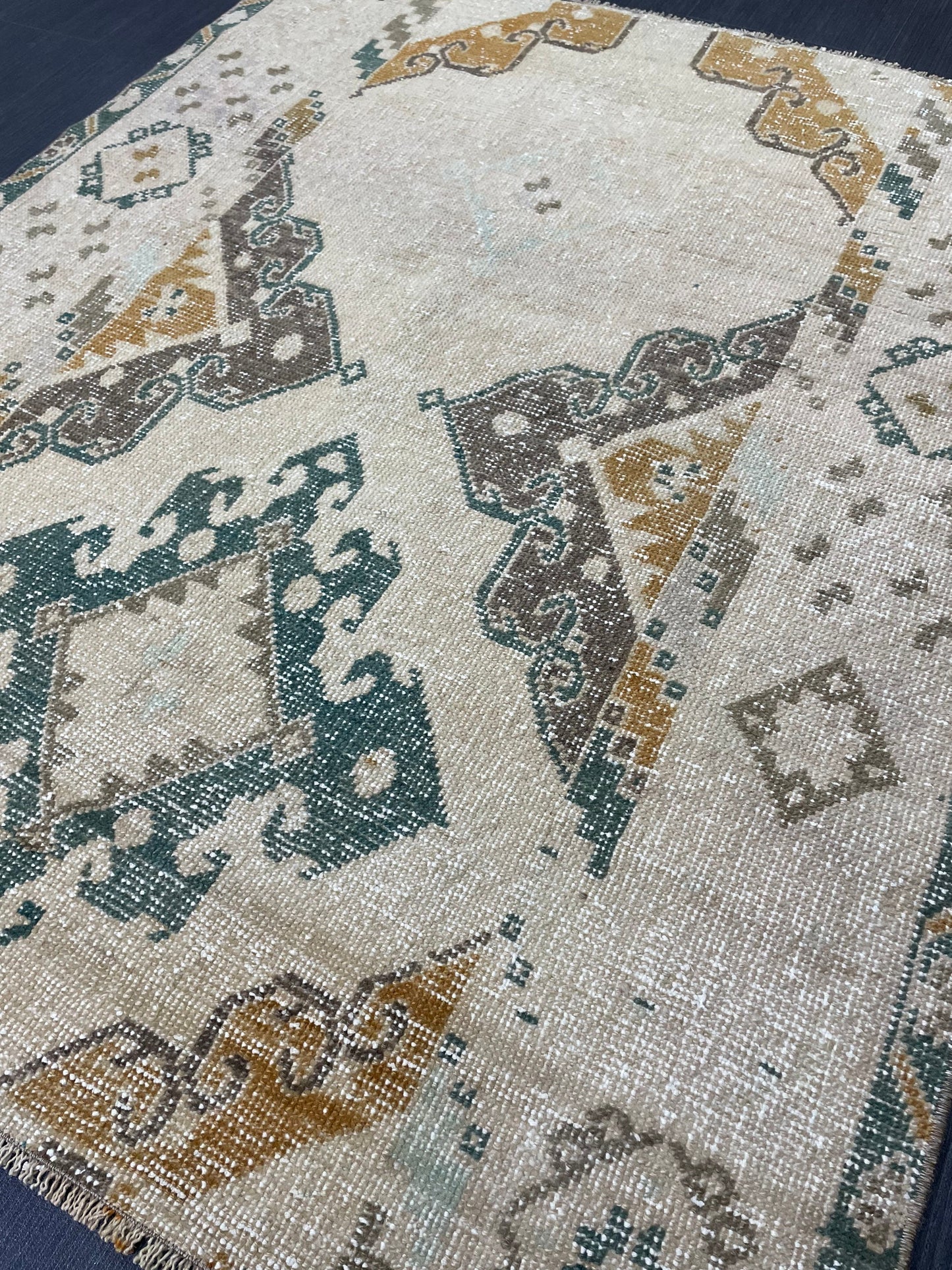 Muted Turkish Rug 3.6 x 4.4 Rug Handmade Rug, Rustic Rug Hand Knotted Rug, Rug Runner, Turkish Rug, Farmhouse Rug, Vintage Rug, Wool rug