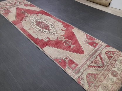 Vintage Oushak Runner Rug Turkish Runner Rug 2.8 x 11 Vintage Runner Rug Hallway Runner Rug Kitchen Runner Wool Runner Rug Wool Oriental Rug