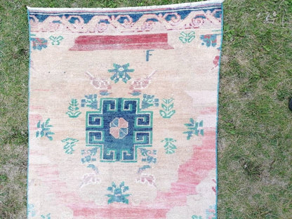 3x11'9 wool oushak runner rug turkish handmade runner, vintage runner rug hallway runner rug kitchen runner