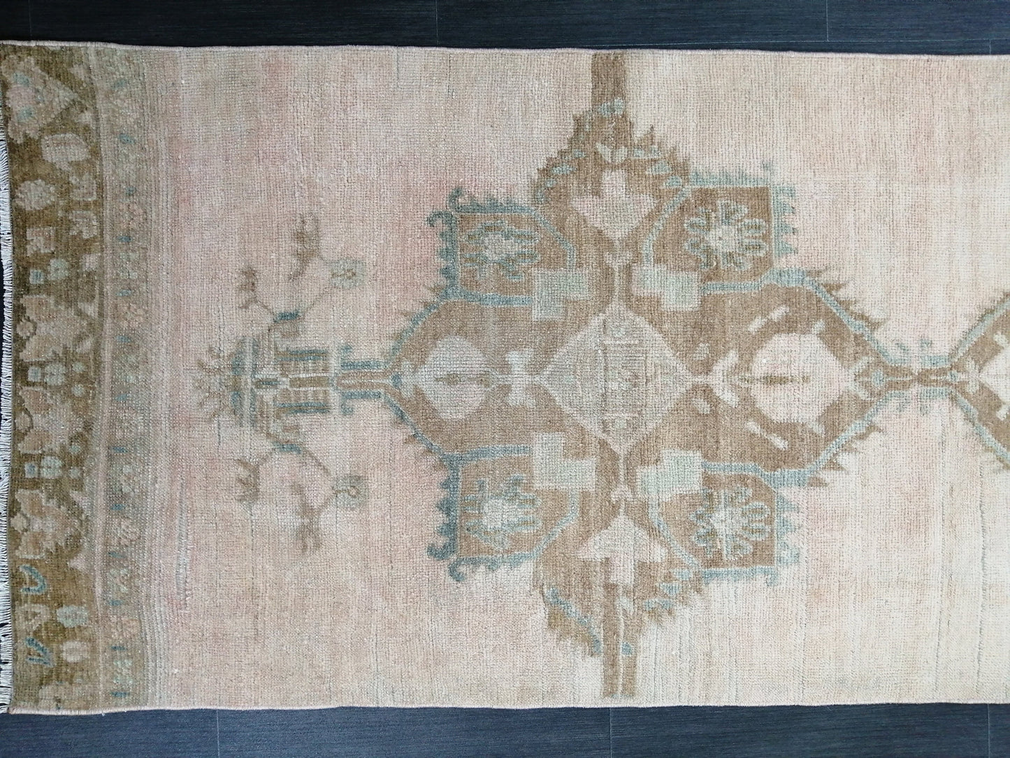 Muted Vintage Runner Rug 2.7 x 10.4 Turkish Runner Rug Vintage Runner Rug Hallway Runner Rug Kitchen Runner Rug Wool Runner Wool Oushak Rug