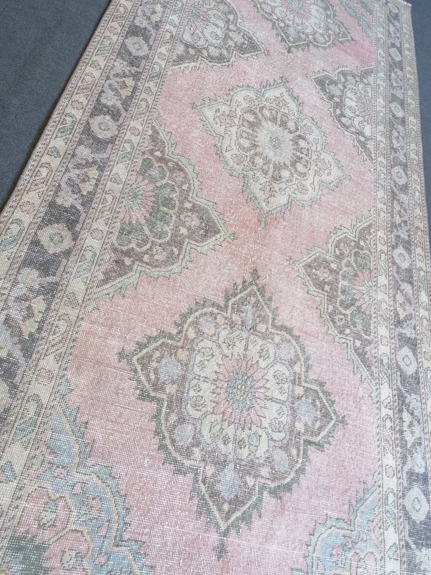 10'8x4'10 pastel runner rug, hallway runner,hand made rug,wool runner rug,vintage runner, turkish runner